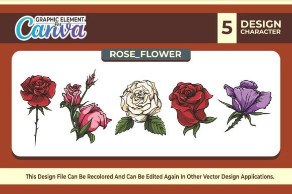 Download Rose Flowers Graphic Element Vector Set - Vector Collection