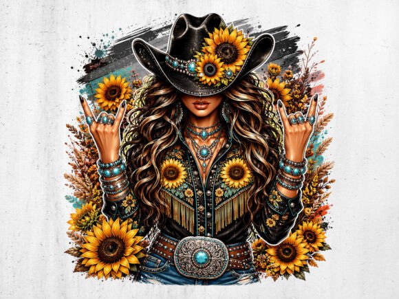 Download Sunflower Cowgirl Western Graphic PNG - Sun Collection