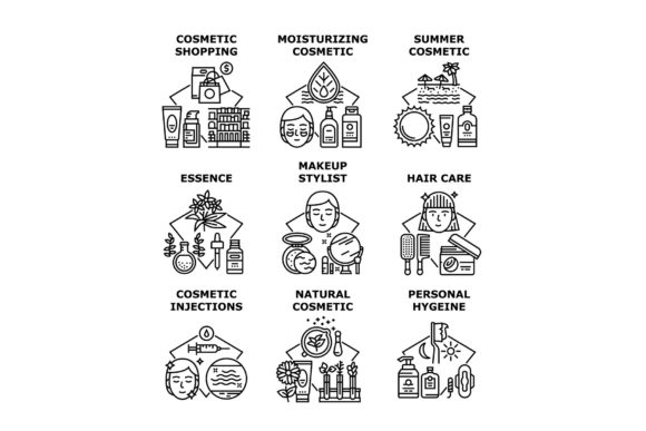 Download Cosmetic Hygiene Set Icons Vector - Vector Collection