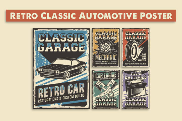 Download Retro Classic Automotive Signage Poster - Automotive Collection