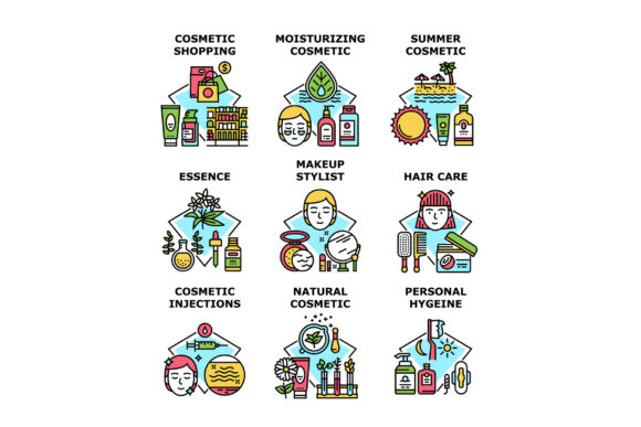 Download Cosmetic Hygiene Set Icons Vector - Vector Collection
