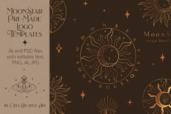 Download Mystic Sun Moon Logo Templates Kit. Eyes - Sun Collection