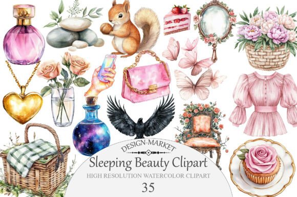 Download Watercolor Sleeping Beauty Clipart - Beauty Collection