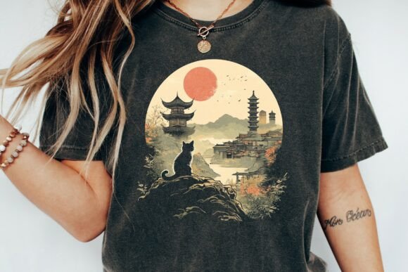Download Black Cat Zen Garden Pagodas Sun Png - Sun Collection