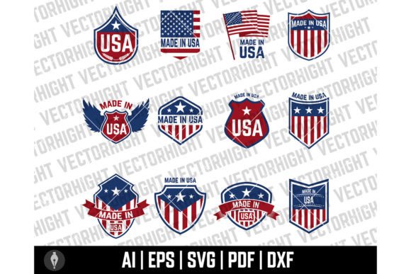 Download Vector Set of the USA Labels. Emblems - Vector Collection